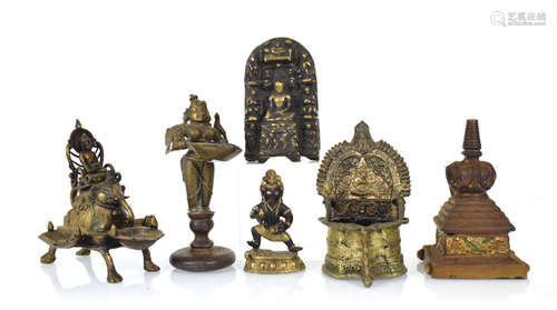 SECHS BRONZE-ARBEITEN, TIBET,