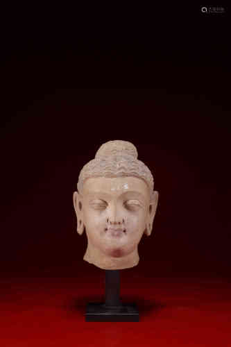 4-5世纪 健陀罗地区白陶释迦牟尼佛头像 泥塑