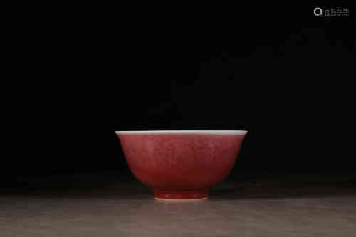 清雍正 祭红釉碗