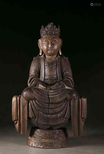 明 木雕菩萨坐像