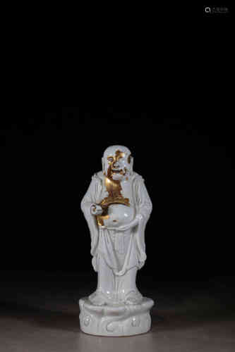 清 德化窑白釉贴金弥勒佛坐像