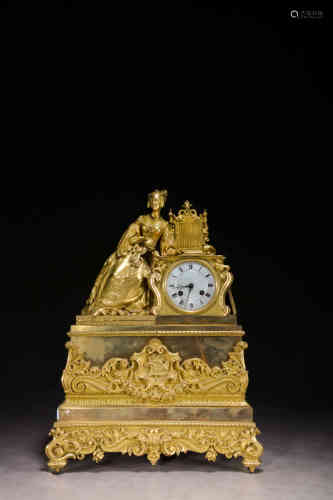 19世纪 铜鎏金人物西洋座钟