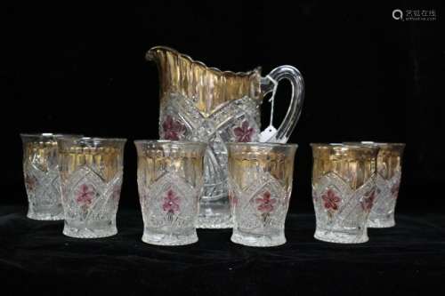 Set of Glass Cups and Pitcher