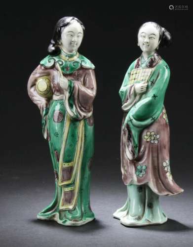 A Pair of Chinese Porcelain Maiden Statues