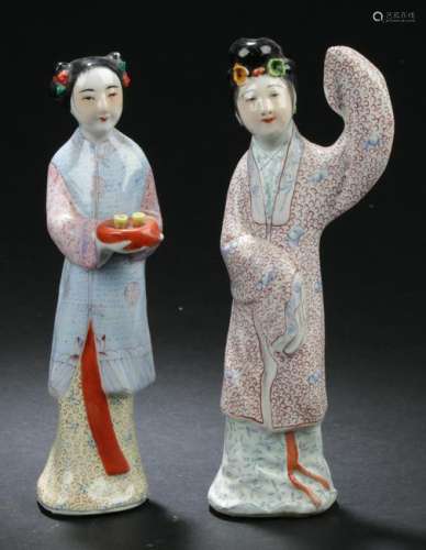 Two Chinese Porcelain Figure Statues