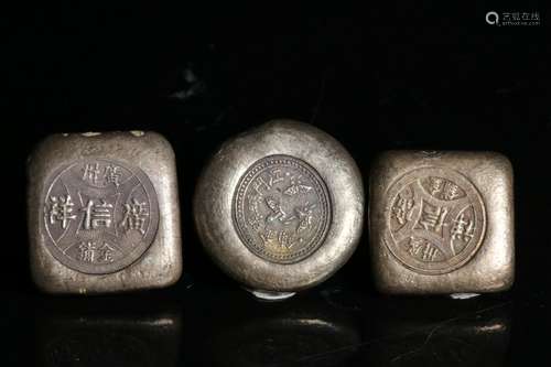 Three Chinese Silver Ingot