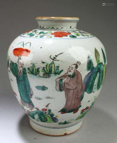 Chinese Famille Verte Porcelain Jar