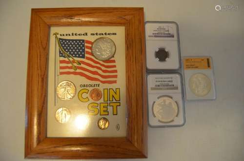 Group of American silver and copper coins