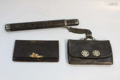 2 Japanese Tobacco Pouch and Pipe