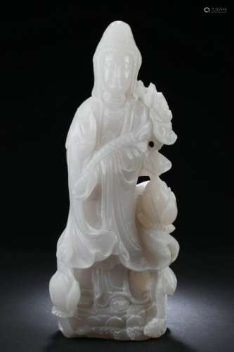 Chinese Jade Stone Guanyin  Statue