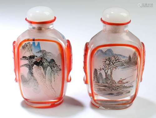 A Pair of Peking Glass Snuff Bottles