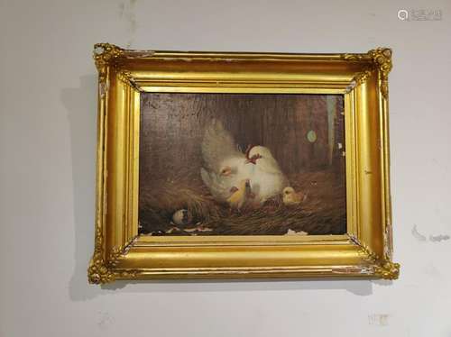 Chickens, Oil on Canvas