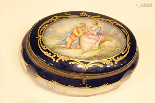 French Oval Shape Porcelain Box,Mark