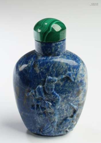 A Carved Lapis Snuff Bottle