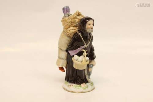 Porcelain Monk Carrying a Girl and Holding a Duck