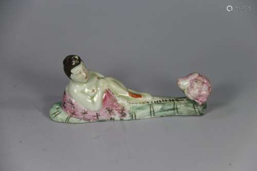 Chinese Famille Rose Erotic Porcelain Hanging Buck