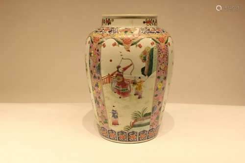 19th.C Chinese Famille Rose Porcelain Jar, Mark