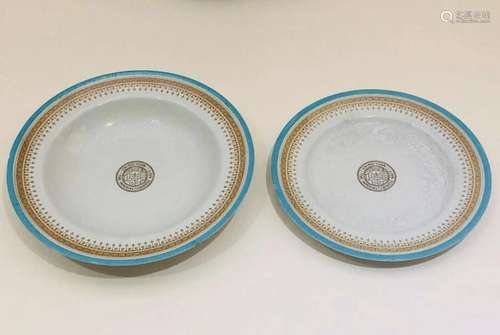 2 Imperial Chinese Navy Porcelain Plates from