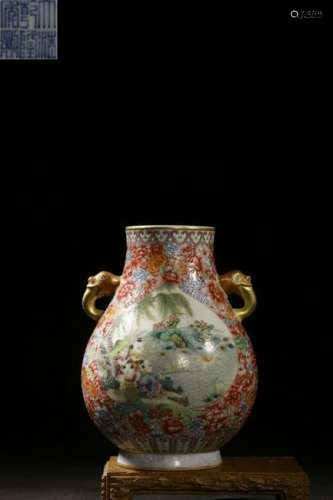 Qing Chinese Famiile Rose Porcelain Vase,Mark
