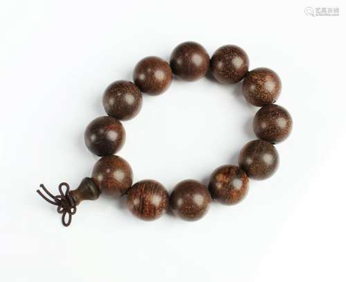 Chinese Wood (Possibly Huanghuali) Bead Bracelet
