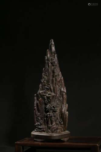 Qing Natural Chengxiang Wood Carved Men w Pinetree