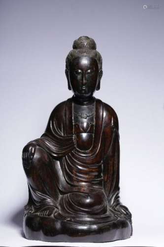 Qing Chinese Zitan Wood Carved Guanyin