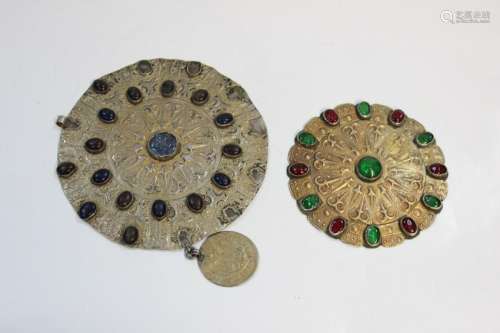 2 Gold Plate Turkmen Ornaments