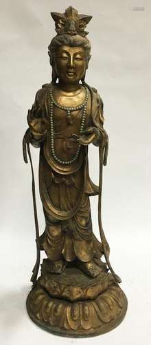 Chinese Gilt Bronze Bodhisattva Statue