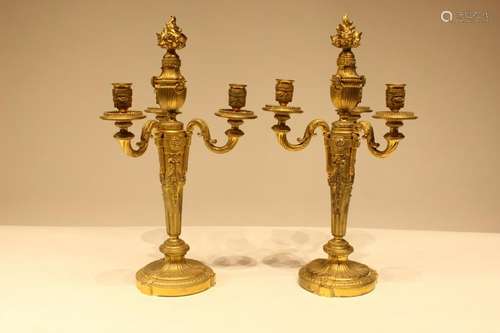 Pair of 19th.C Bronze Candelabra