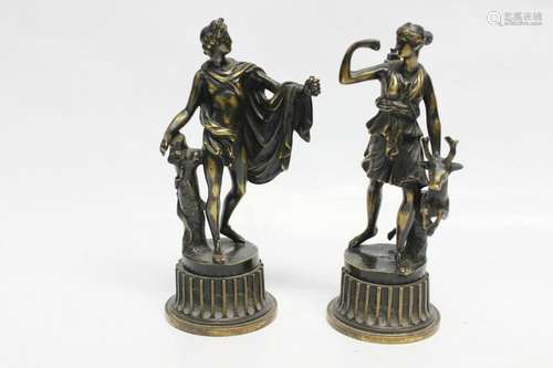 Pair of 19th.C Bronze Figurals