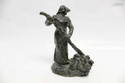 Dalou figural of Farmer w Signature