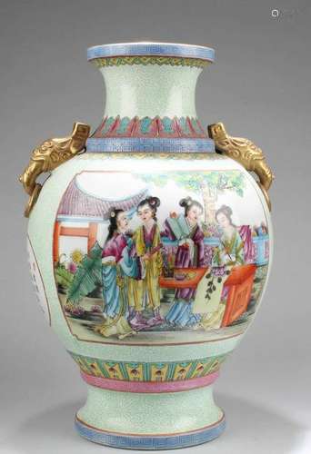 Chinese Porcelain Vase with Twin Handles