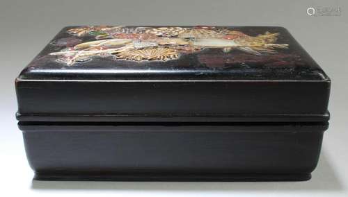 Antique Chinese Hardwood Box with Pearl Inlay