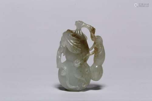 Qing Chinese Hetian Jade Carved Gourd