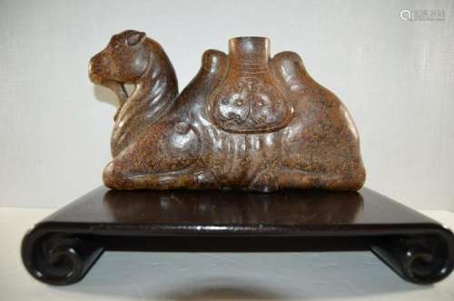 19th Chinese Shoushan Stone Camel Candle Holder
