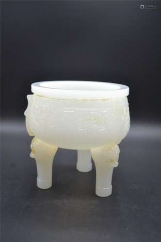 Chinese Jade Tripod Censer