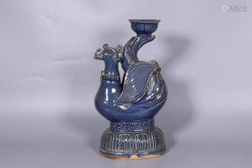 Chinese Blue Glazed Ewer in Phoenix Shape