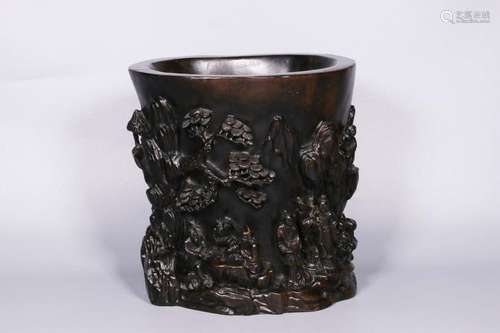 Chinese Wood Carved Brushpot