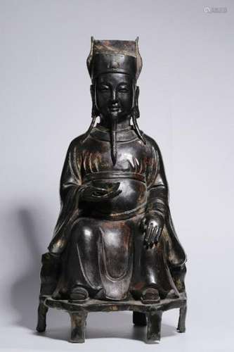 Qing Chinese Bronze God of Wealth