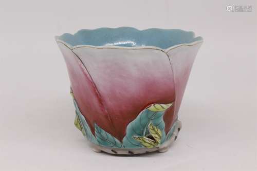 A Chinese Bionic Glazed Porcelain Cup