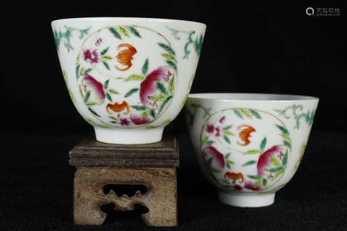 A Pair of Chinese Famille-Rose Porcelain Cups