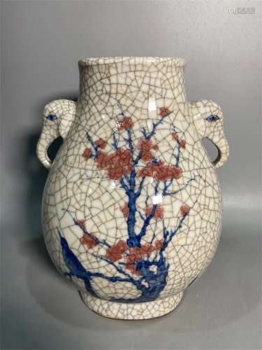 A Chinese Iron-Red Glazed Blue and White Porcelain Vase