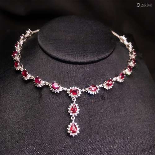 A Chinese Carved Ruby Necklace