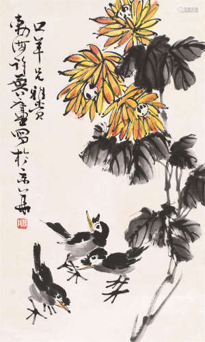 许麟庐（1916～2011）花卉 镜片 设色纸本