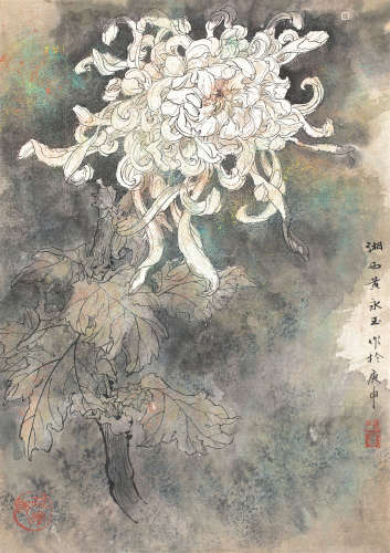 黄永玉（b.1924）1980年作 花卉 镜框 设色纸本