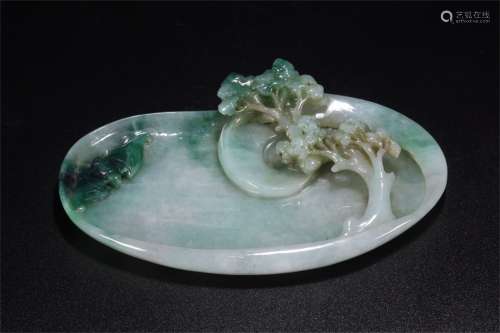 A Chinese Carved Jadeite Brush Paste
