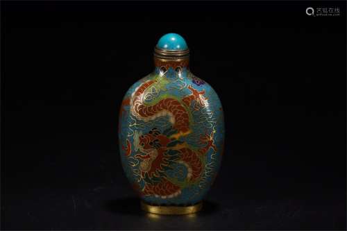 A Chinese Gilt Bronze Cloisonne Snuff Bottle