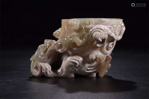 A Chinese Carved Jade Cup