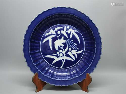 A Chinese Blue Ground Porcelain Plate