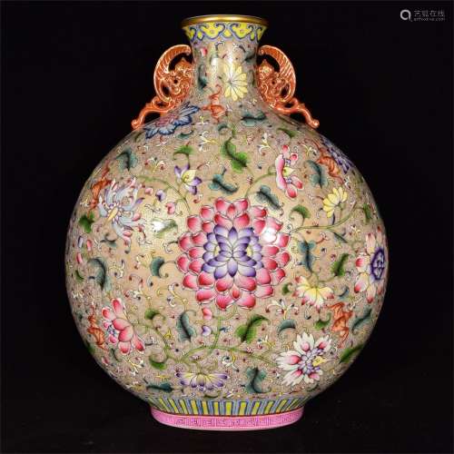 A Chinese Enamel Glazed Porcelain Moon Flask